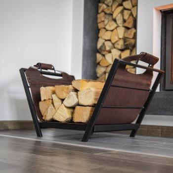 Дровница кожаная CONCRETIKA с подставкой
