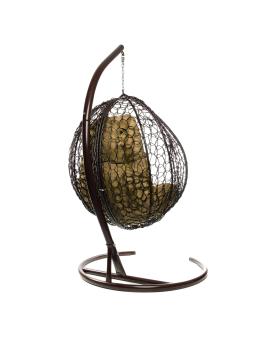 Подвесное кресло M-group КАПЛЯ складной, с ротангом коричневое