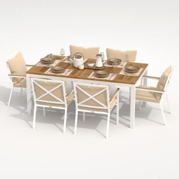 Обеденная группа Ideal Patio TELLA FESTA plus - стол тик 180/каркас белый