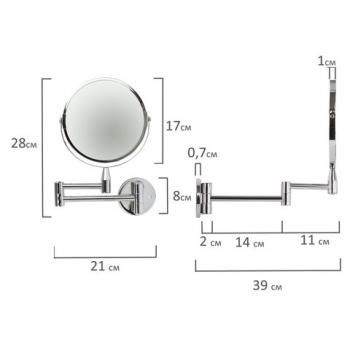 Зеркало настенное BRABIX, диаметр 17 см, двухстороннее