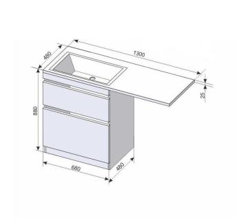 Тумба напольная Style Line Даллас 130 правая + Умывальник ESTETUS Даллас 1300*482 левый