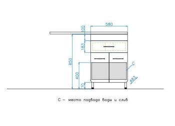 Тумба напольная Style Line ВаЛеРо 60 + Умывальник Даллас 1200*480, правый