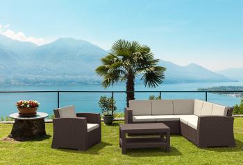 Кресло пластиковое плетеное с подушками ReeHouse Monaco Lounge