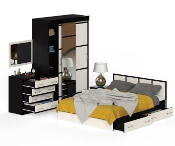 Спальня СВК Сакура № 1 Комод + Зеркало + Кровать 1600 + Тумба + Шкаф-купе 1500