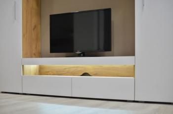 Гостиная Mobi Альба Комплектация № 1 Шкаф-пенал 2шт + Тумба под ТВ + Полка навесная