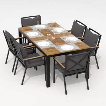 Обеденная группа Ideal Patio TELLA FESTA plus - стол тик 180/каркас карбон