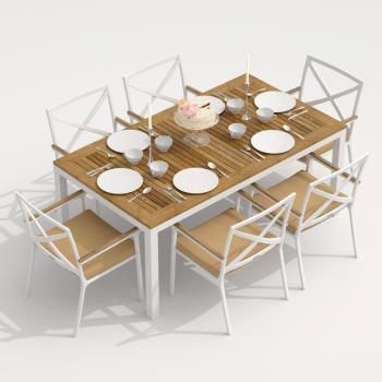 Обеденная группа Ideal Patio TELLA FESTA - стол тик 180/каркас белый