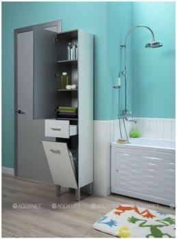Шкаф-пенал для ванной AQUANET Верона 35 L (с бельевой корзиной)