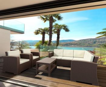 Кресло пластиковое плетеное с подушками ReeHouse Monaco Lounge