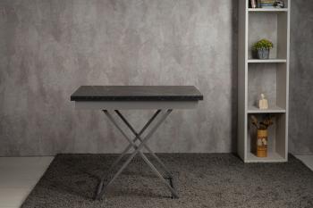 Стол-трансформер Левмар Apollo D97/S59 чёрный мрамор/серебро