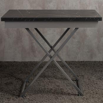 Стол-трансформер Левмар Apollo D97/S59 чёрный мрамор/серебро