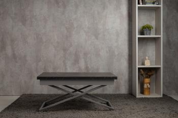 Стол-трансформер Левмар Apollo D97/S59 чёрный мрамор/серебро