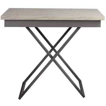 Стол-трансформер Левмар Apollo D95/S59 белый мрамор/серебро