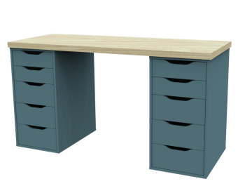 Дуб беленый/серо-бирюзовый