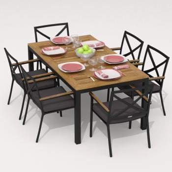 Обеденная группа Ideal Patio TELLA FESTA - стол тик 180/каркас карбон