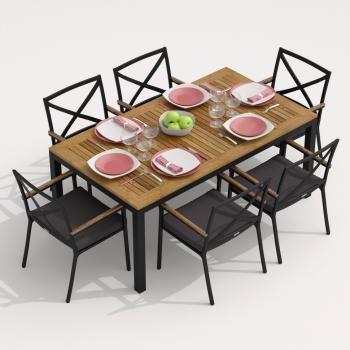 Обеденная группа Ideal Patio TELLA FESTA - стол тик 180/каркас карбон