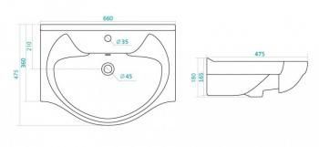 Тумба с раковиной Style Line Олеандр-2 65 (3 ящ.) + Умывальник Байкал 65