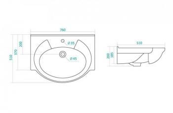 Тумба с раковиной Style Line Олеандр-2 75 (2ящ.) + Умывальник Байкал 75