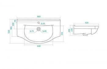 Тумба с раковиной Style Line Олеандр-2 90 (3 ящ.) + Умывальник Эльбрус 90