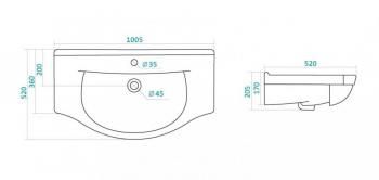 Тумба с раковиной Style Line Эко Стандарт 26 (2 ящ.) + Умывальник Эльбрус 100