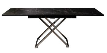 Стол-трансформер Левмар Cross D97/S79 Черный мрамор/Нержавеющая сталь
