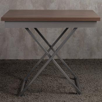 Стол-трансформер Левмар Apollo D69/S59 дуб шамони темный/серебро