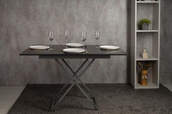 Стол-трансформер Левмар Apollo D97/S59 чёрный мрамор/серебро