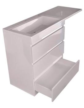 Тумба напольная Style Line Даллас 140 3 ящ. + Умывальник Даллас 1400*482, левый