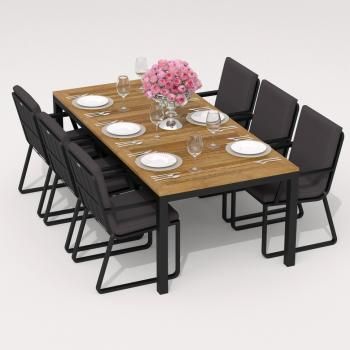 Обеденная группа Ideal Patio TELLA ALBA - стол тик 200/каркас карбон