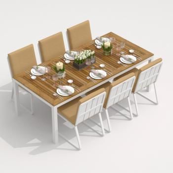 Обеденная группа Ideal Patio TELLA GIRA - стол тик 200/каркас белый