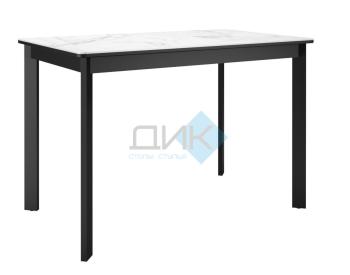 Керамика Белый мрамор/подстолье черное/опоры черные
