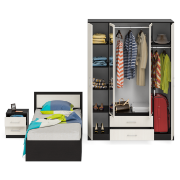 Спальня СВК Фиеста № 2 Кровать 0900 + Тумба + Шкаф 4-х створчатый