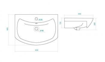 Тумба с раковиной Style Line Амелия 65 + Умывальник Балтика 65