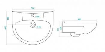 Тумба с раковиной Style Line Олеандр-2 55 + Умывальник Антик 55
