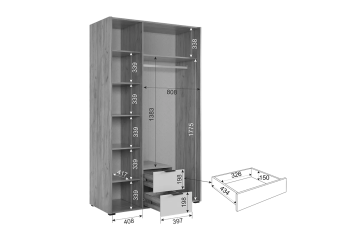 Шкаф трехдверный (зеркало) Мебельсон Адам