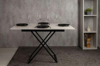 Стол-трансформер Apolo D95/S53 Белый мрамор/Черные опоры (У)