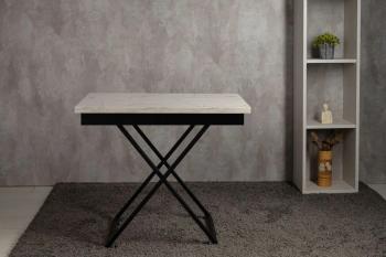 Стол-трансформер Apolo D95/S53 Белый мрамор/Черные опоры (У)