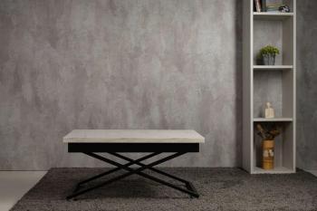 Стол-трансформер Apolo D95/S53 Белый мрамор/Черные опоры (У)