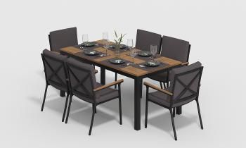 каркас темно-серый карбон/подушки антрацит/столешница тик