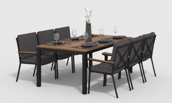 каркас темно-серый карбон/подушки антрацит/столешница тик