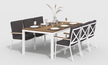 каркас белый/подушки антрацит/столешница тик