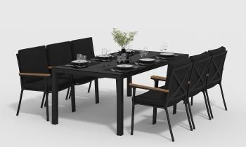 каркас темно-серый карбон/подушки черные/столешница черная глянцевая