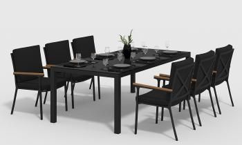 каркас темно-серый карбон/подушки черные/столешница черная глянцевая