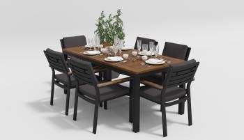 каркас темно-серый карбон/подушки антрацит/столешница тик