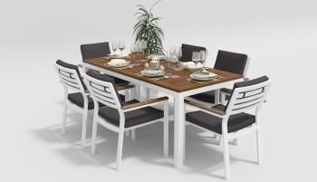 каркас белый/подушки антрацит/столешница тик