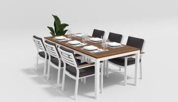 каркас белый/подушки антрацит/столешница тик