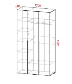 Шкаф трехдверный Атлант Харди с зеркалом