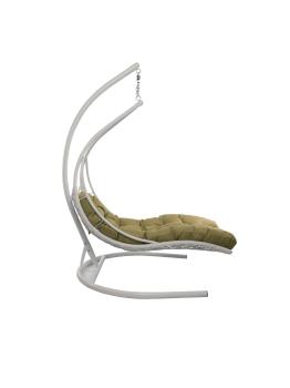 Подвесное кресло M-group ЛЕЖАЧЕЕ, с ротангом белое