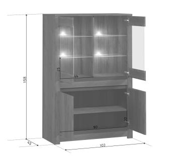 Шкаф БРВ Мебель KADA S404-REG2W2D с подсветкой