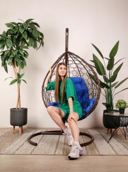 Подвесное кресло M-group КАПЛЯ с ротангом коричневое